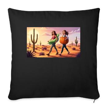 Deux femmes traversent le désert - Coussin et housse de 45 x 45 cm - noir - Devant
