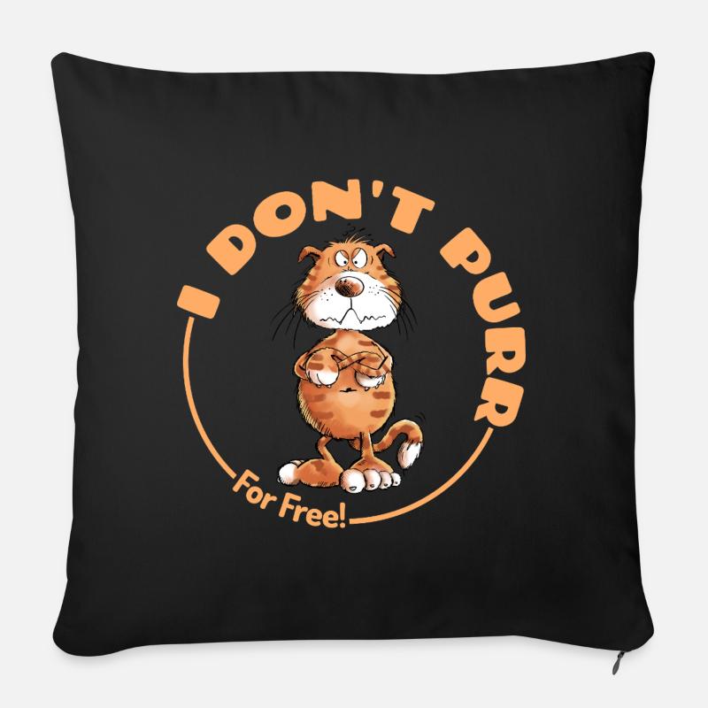 Grumpy I Don't Purr Cat Saying Cats - Sofa pillow with filling 45cm x 45cm - black