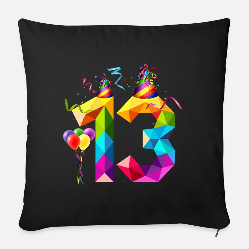 13E ANNIVERSAIRE - TREIZE ANS - ADOLESCENT - ADOLESCENT - Coussin et housse de 45 x 45 cm - noir