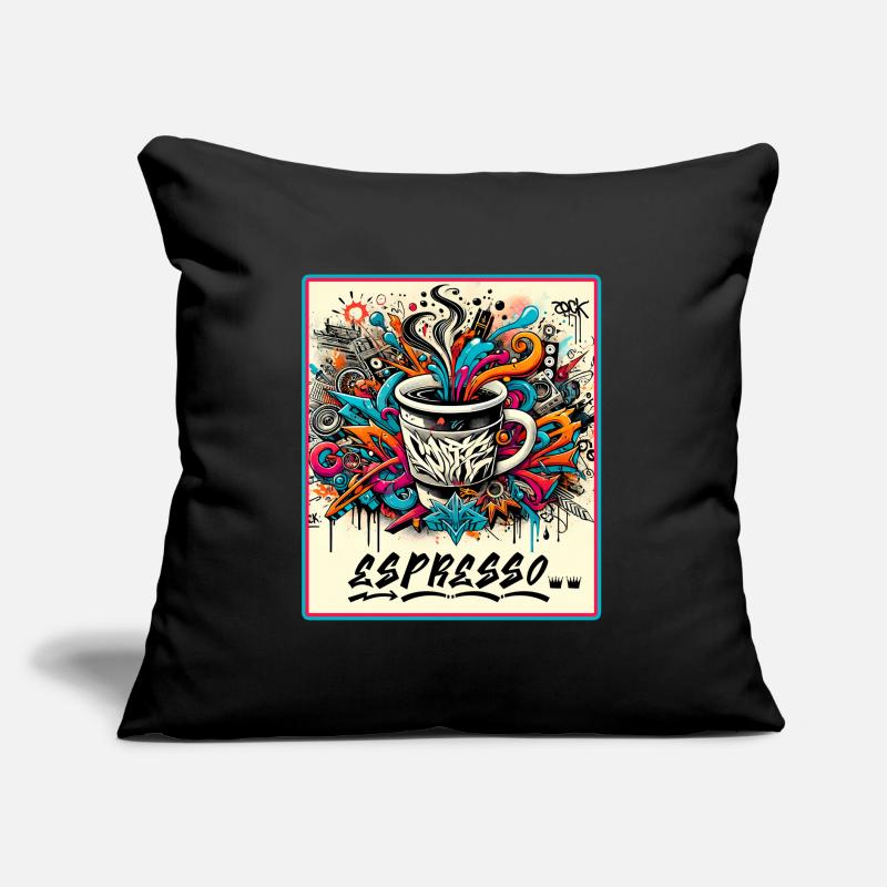 Espresso Graffiti Coffee Design Sofa pillow with filling 45cm x 45cm