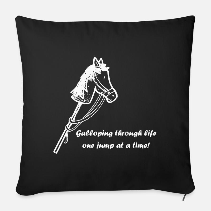 Galoper dans la vie - blanc - Hobby Horsing - Coussin et housse de 45 x 45 cm - noir