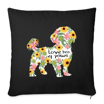 Shi Tzu chien propriétaire de chien amour de chien - Coussin et housse de 45 x 45 cm - noir - Devant