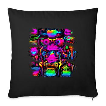 Neon Party UV Elektro House Style - Sofakissen mit Füllung 45 x 45 cm - Schwarz - Vorne