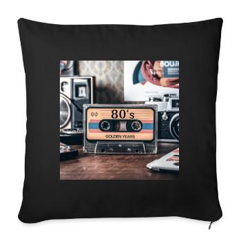 80s - Sofa pillow with filling 45cm x 45cm - black - Front