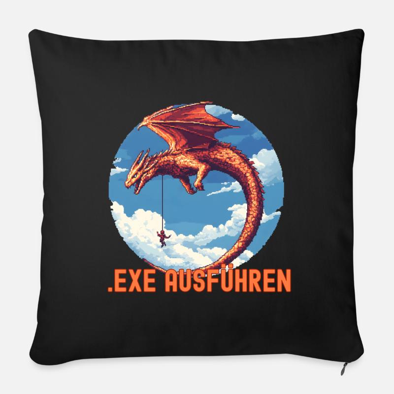 EXE AUSFÜHREN Drachen Admin IT Informatik Lustig - Sofakissen mit Füllung 45 x 45 cm - Schwarz