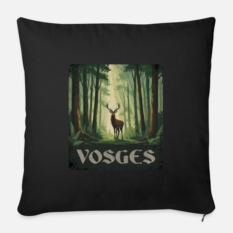 Vosges Hirsch Wald - Sofakissen mit Füllung 45 x 45 cm - Schwarz