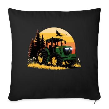 Tracteur - Remorqueur - Agriculteur - Coussin et housse de 45 x 45 cm - noir - Devant