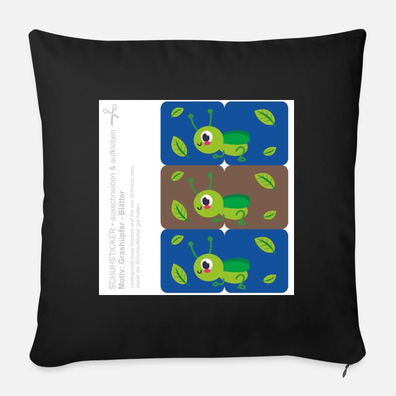 DIY - Autocollants de chaussures Feuilles de sauterelle bleu brun - Coussin et housse de 45 x 45 cm - noir