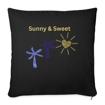 Sunny & Sweet – Summer Love Motif - Sofa pillow with filling 45cm x 45cm - black - Front