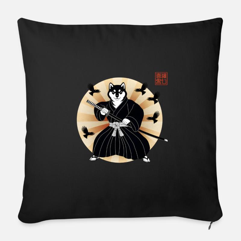 Shiba Samurai - Sofakissen mit Füllung 45 x 45 cm - Schwarz