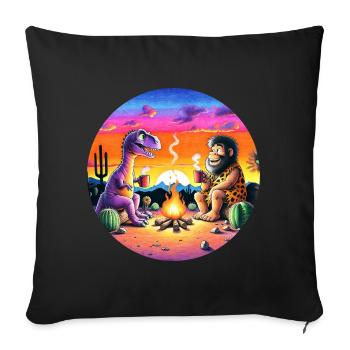 Prehistoric Campfire Encounter Illustration - Sofa pillow with filling 45cm x 45cm - black - Front