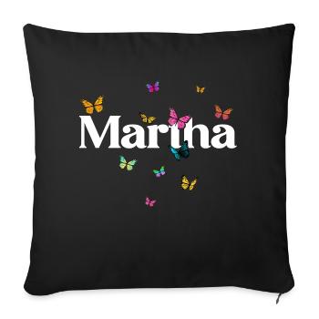 MARTHA - Beautiful Girl Name with Butterflies - Sofa pillow with filling 45cm x 45cm - black - Front