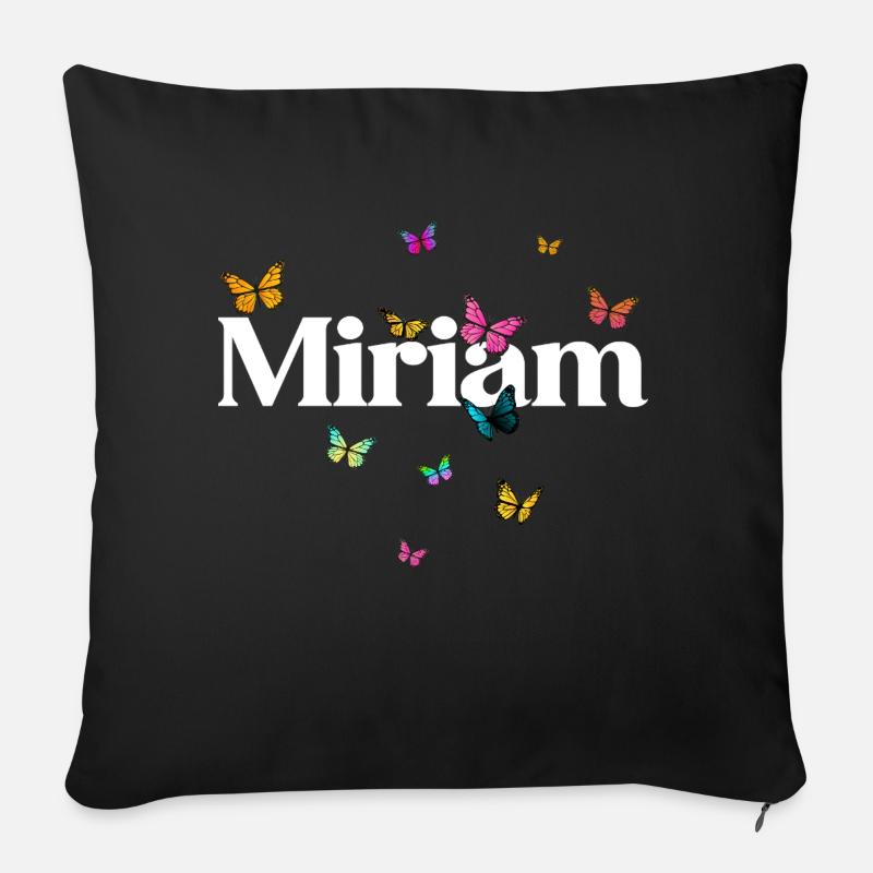 MIRIAM - Schöner Mädchen Name mit Schmetterlingen - Sofakissen mit Füllung 45 x 45 cm - Schwarz