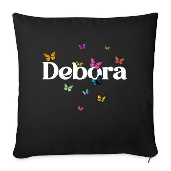 DEBORA - Beautiful Girl Name with Butterflies - Sofa pillow with filling 45cm x 45cm - black - Front