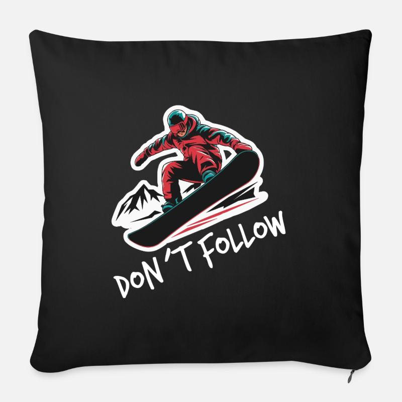 Snowboarder beim Snowborading - Sofakissen mit Füllung 45 x 45 cm - Schwarz
