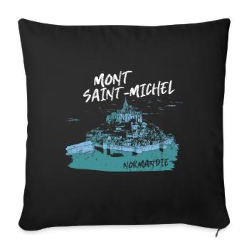 Mont Saint-Michel Blue Watercolor - Sofa pillow with filling 45cm x 45cm - black - Front