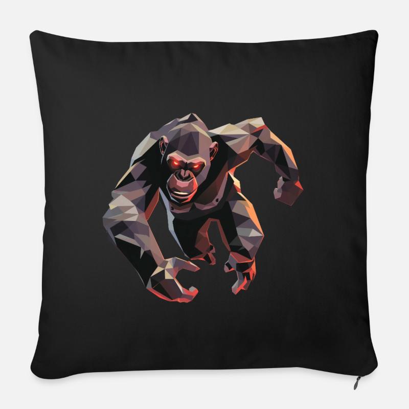 Gorilla im Low Poly Stil - Sofakissen mit Füllung 45 x 45 cm - Schwarz