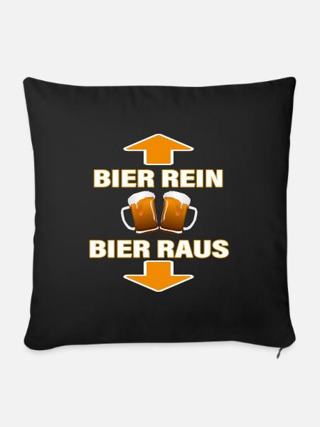 BIER REIN - BIER RAUS - Sofakissen mit Füllung 45 x 45 cm - Schwarz