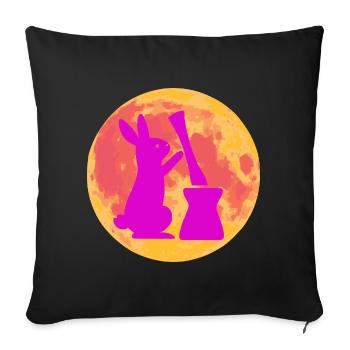 Moon Bunny Stomps Rice Cake – Full Moon Design - Sofa pillow with filling 45cm x 45cm - black - Front