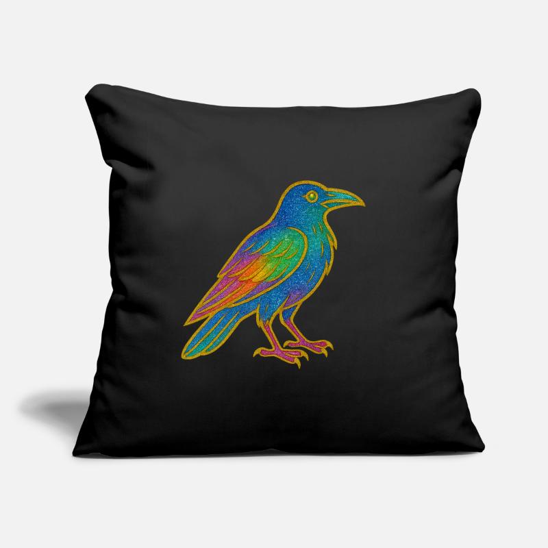 Conception de patch de corbeau arc-en-ciel Coussin et housse de 45 x 45 cm