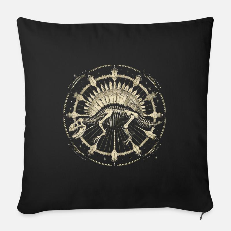 Stegosaurus Skelett – Kosmisches Boho Fossil - Sofakissen mit Füllung 45 x 45 cm - Schwarz