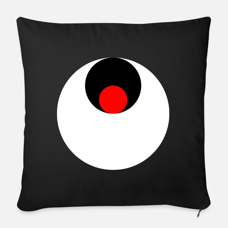 3 cercles, blanc, noir et rouge - Coussin et housse de 45 x 45 cm - noir