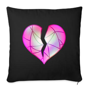 Cœur rose brisé - Coussin et housse de 45 x 45 cm - noir - Devant
