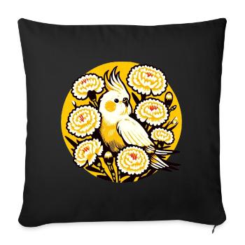 Calopsitte ensoleillée en soucis - Coussin et housse de 45 x 45 cm - noir - Devant