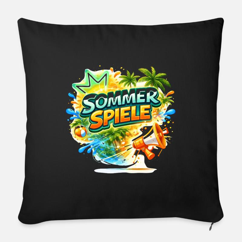 Sommer Spiele Palmenfarben - Sofakissen mit Füllung 45 x 45 cm - Schwarz