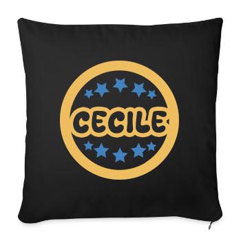 First name Cecile - Sofa pillow with filling 45cm x 45cm - black - Front