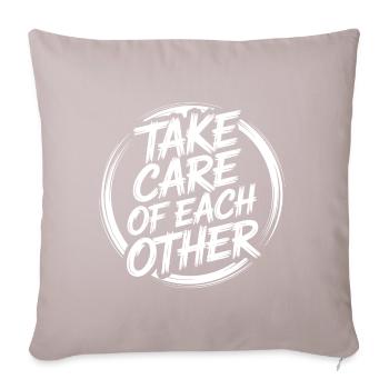 Prenez soin les uns des autres - Coussin et housse de 45 x 45 cm - taupe clair - Devant