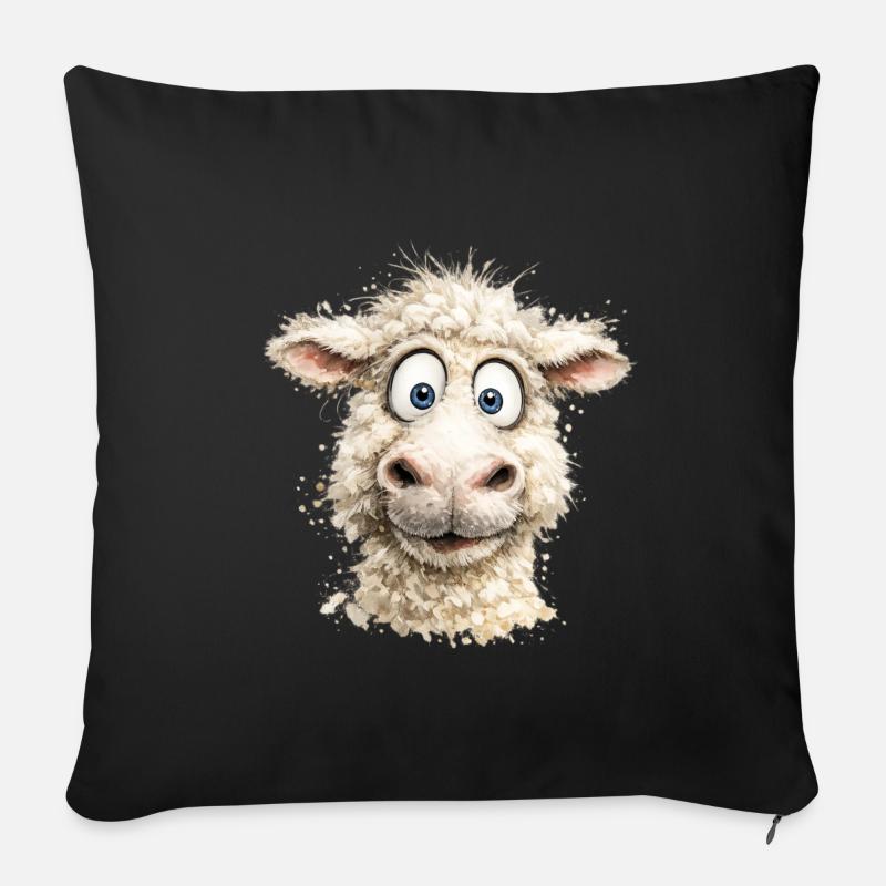 Lachendes Schaf Cartoon-Pop - Sofakissen mit Füllung 45 x 45 cm - Schwarz