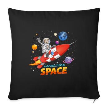 J’ai besoin de plus d’espace. Illustration d’astronaute sur fusée - Coussin et housse de 45 x 45 cm - noir - Devant