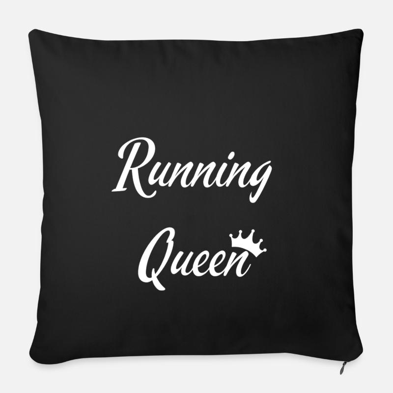 Running_Queen - Coussin et housse de 45 x 45 cm - noir