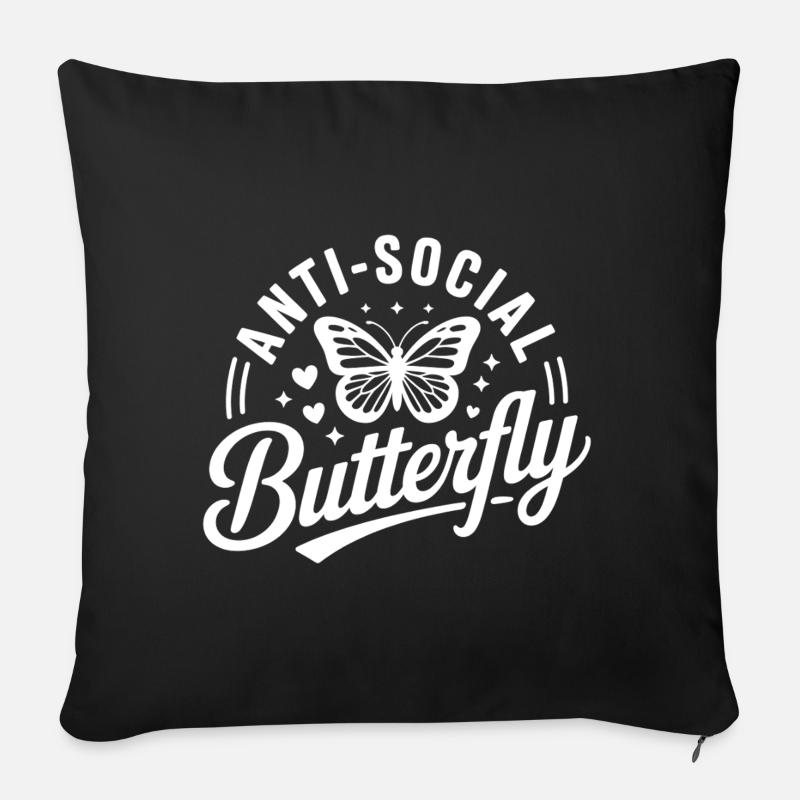 Logo antisocial du papillon - Coussin et housse de 45 x 45 cm - noir
