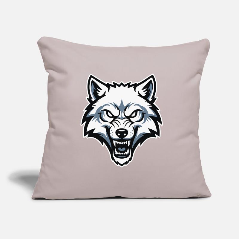 Wild Arctic White Wolf Maskottchen-Maskottchen-Logo Sofakissen mit Füllung 45 x 45 cm