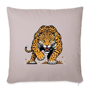 Jaguar Leopard Wildrennen Maskottchen Predator - Sofakissen mit Füllung 45 x 45 cm - helles Taupe - Vorne