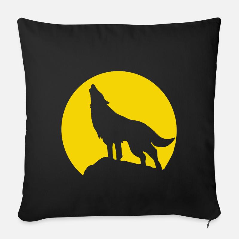 Mondsilhouette Wolfheulen - Sofakissen mit Füllung 45 x 45 cm - Schwarz