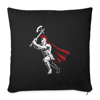 Guerrier Spartiate Hache Mascotte Spartan Axeman - Coussin et housse de 45 x 45 cm - noir - Devant