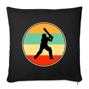 Cricket Player Retro Vintage Sunset Silhouette - Sofa pillow with filling 45cm x 45cm - black - Front