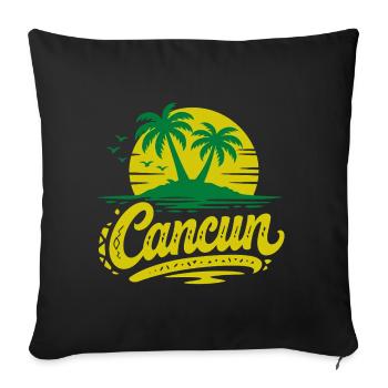 Souvenir de Noël des palmiers rétro de Cancun - Coussin et housse de 45 x 45 cm - noir - Devant