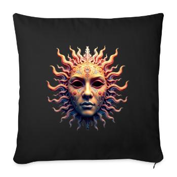 Sun Goddess Mask - Sofa pillow with filling 45cm x 45cm - black - Front