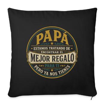Meilleur cadeau pour enfants Papa design espagnol - Coussin et housse de 45 x 45 cm - noir - Devant