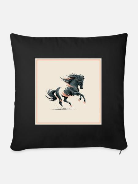 Pferd - Sofakissen mit Füllung 45 x 45 cm - Schwarz