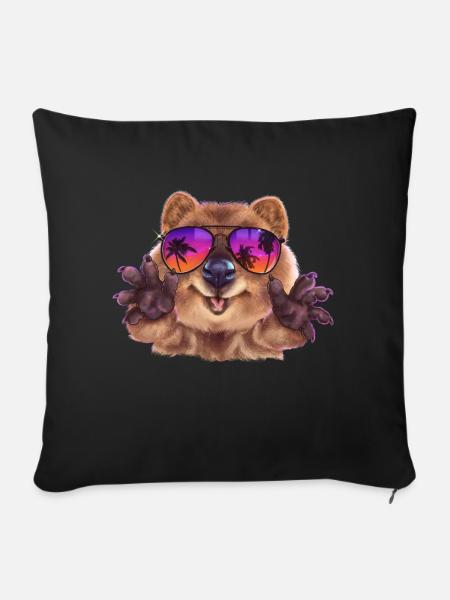 Cool Quokka - Coussin et housse de 45 x 45 cm - noir