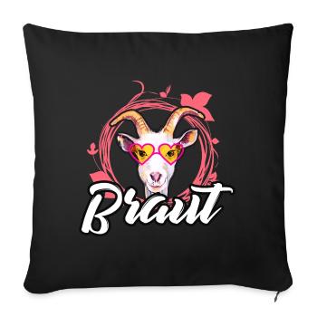 Braut Ziege JGA Junggesellinnenab Zicke Blume Tier - Sofakissen mit Füllung 45 x 45 cm - Schwarz - Vorne