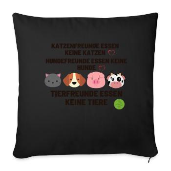 Katzenfreunde essen keine Katzen - Sofakissen mit Füllung 45 x 45 cm - Schwarz - Vorne