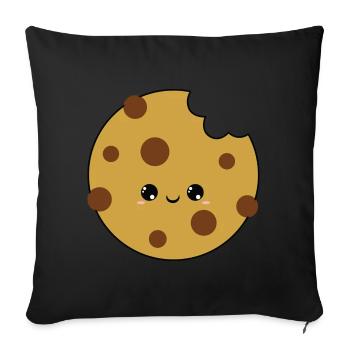 cute smiling cookie, cute smiling biscuit - Sofa pillow with filling 45cm x 45cm - black - Front
