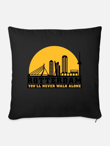 Skyline rotterdam 03 - Sofakissen mit Füllung 45 x 45 cm - Schwarz