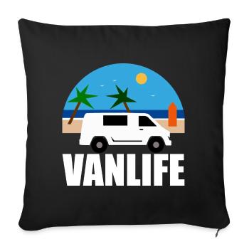 VAN LIFE - La plage - Van blanc - Coussin et housse de 45 x 45 cm - noir - Devant